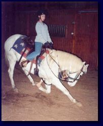 Sky Blue taking a bow with Rhea, one of our best beginner riders